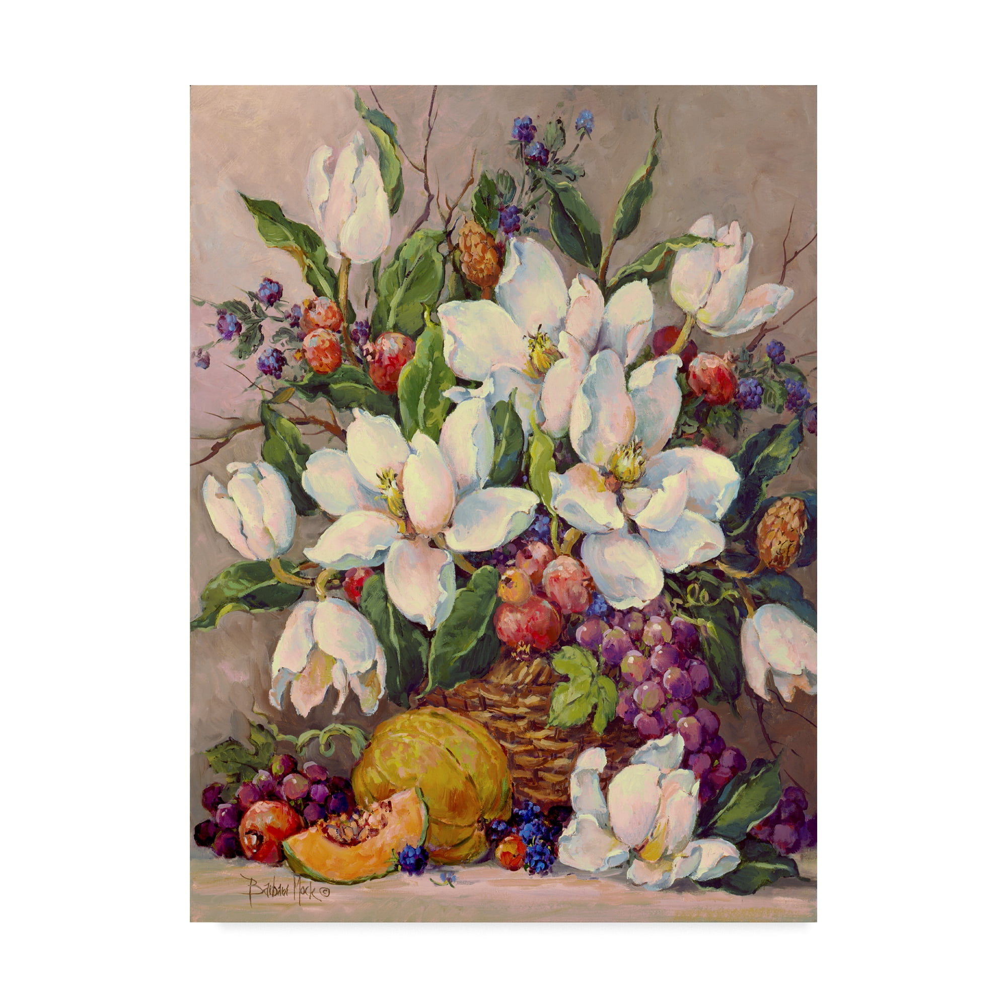 Trademark Fine Art 'Fruit And Magnolias' Canvas Art by Barbara Mock