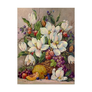 Trademark Fine Art 'Fruit And Magnolias' Canvas Art by Barbara Mock