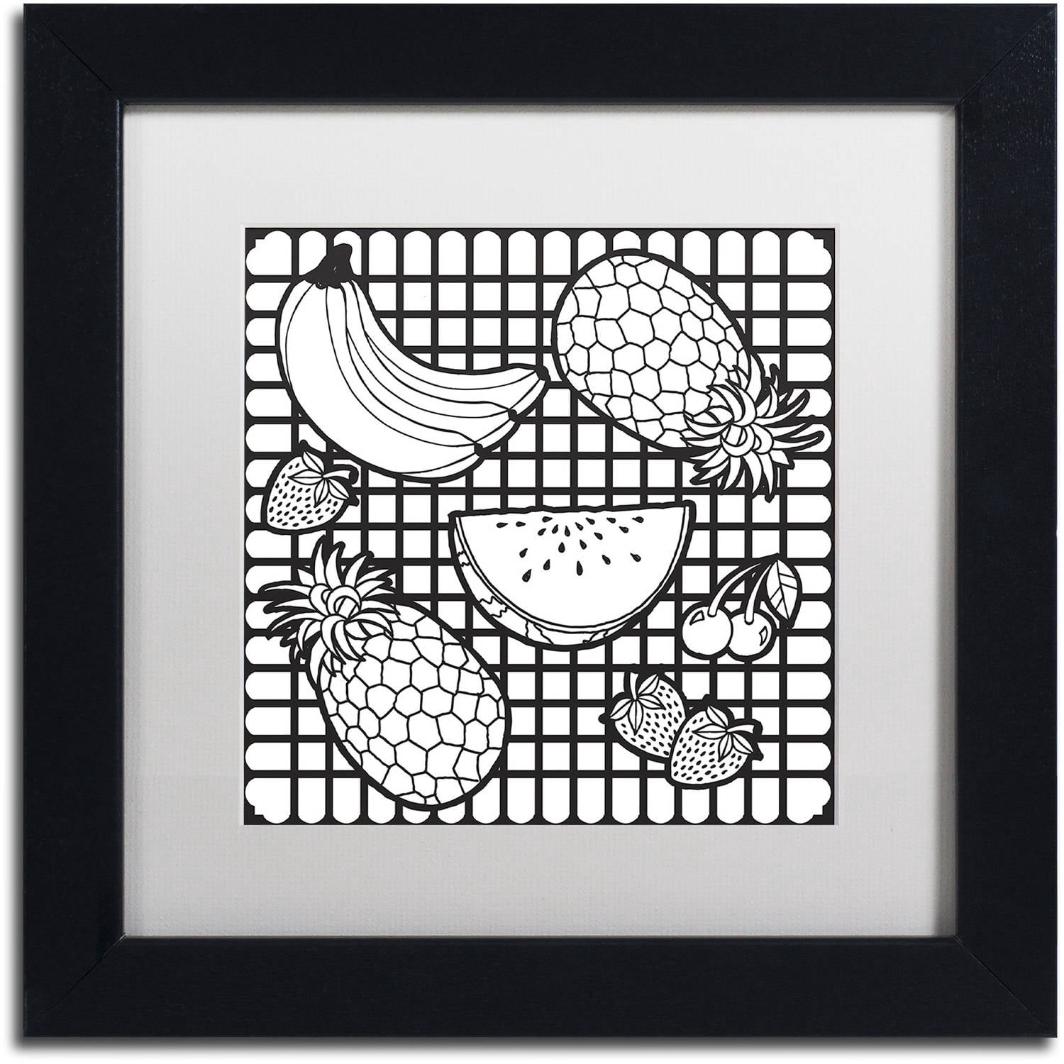 Trademark Fine Art "Fruit" Canvas Art by Hello Angel, White Matte, Black Frame