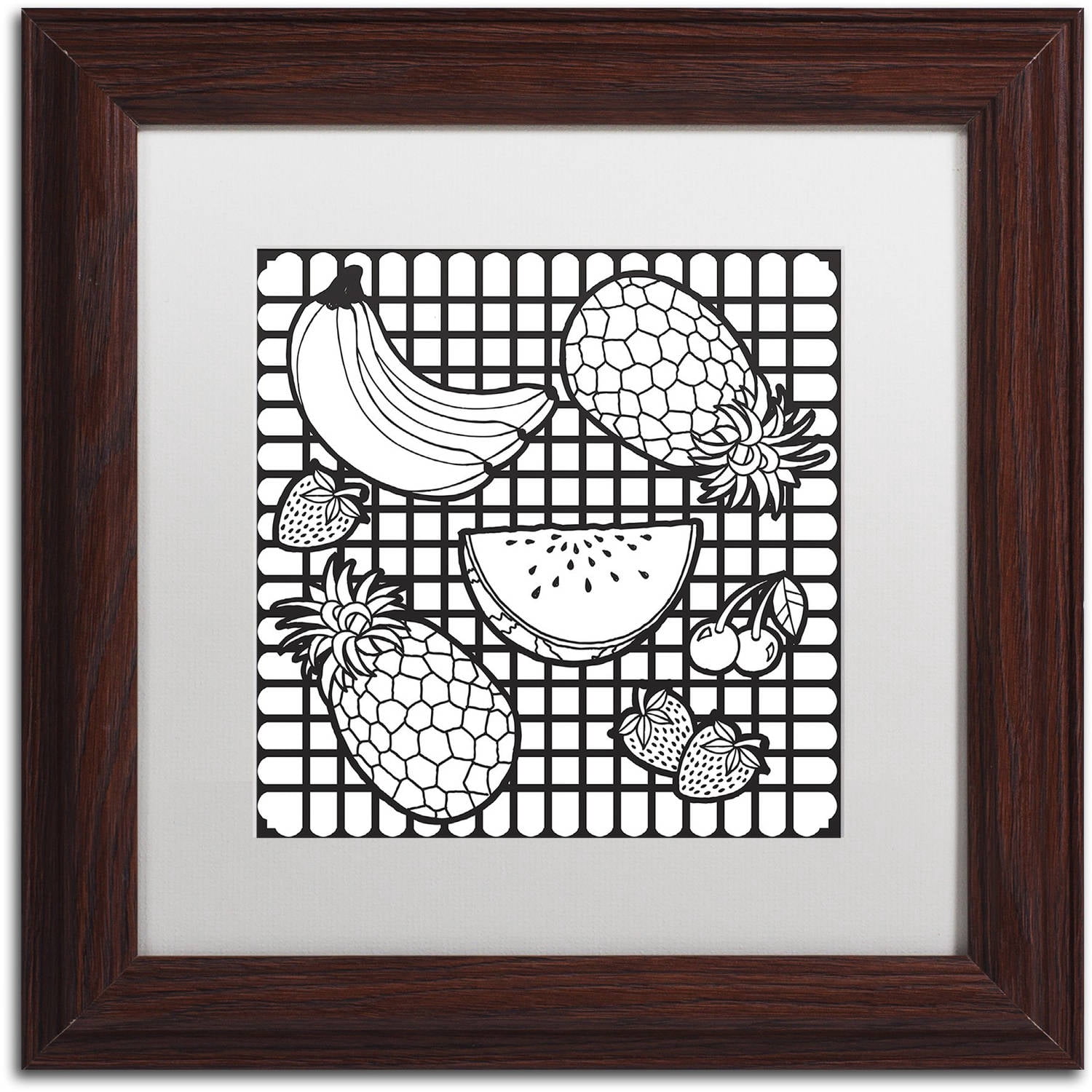Trademark Fine Art "Fruit" Canvas Art by Hello Angel, White Matte, Wood Frame
