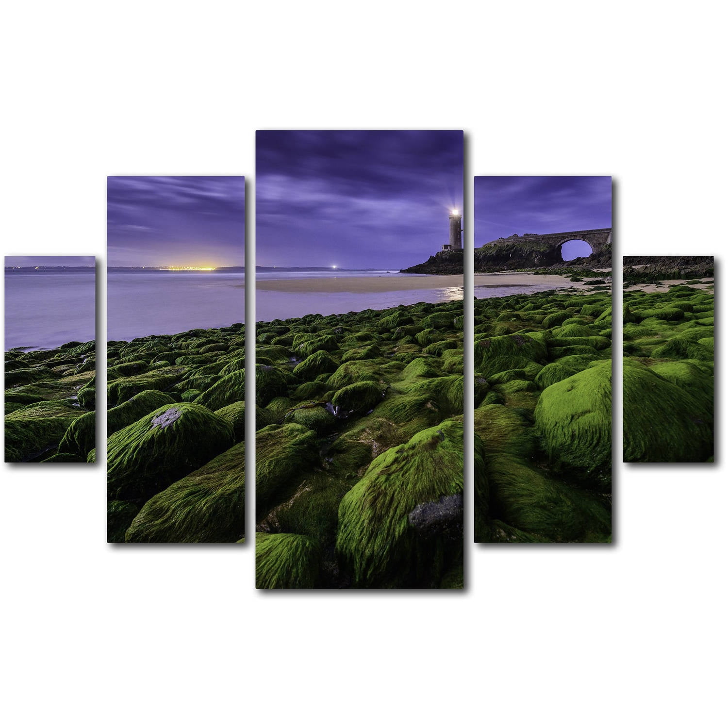 Trademark Fine Art "Full Moon in Brittany" Canvas Art by Mathieu Rivrin 5-Piece Multi-Panel Art Set