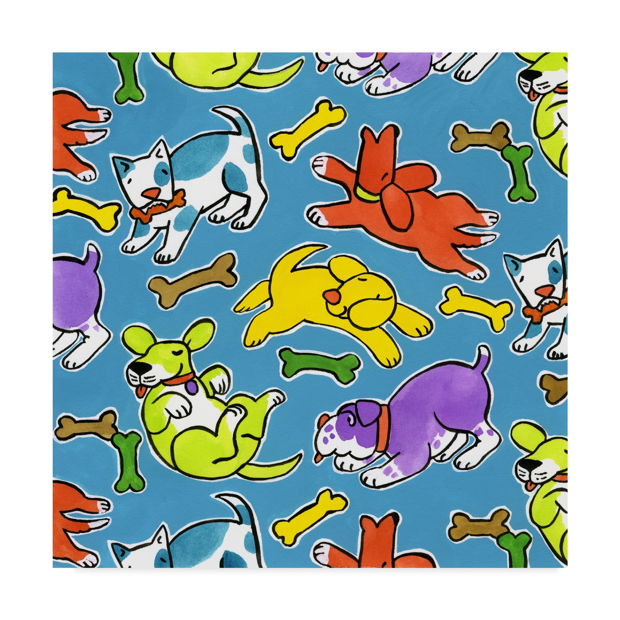 Trademark Fine Art 'Fun Dogs Repeat' Canvas Art by Geraldine Aikman