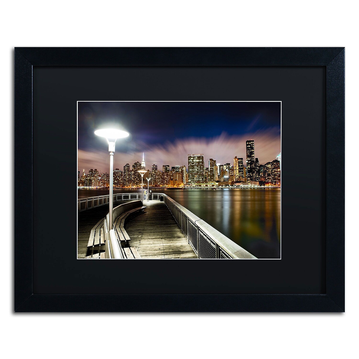 Trademark Fine Art "Gantry Plaza - NYC" Canvas Art by David Ayash, Black Matte, Black Frame