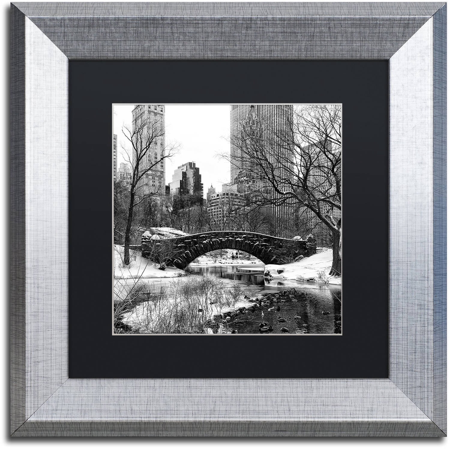 Trademark Fine Art "Gapstow Bridge Central Park" Canvas Art by Philippe Hugonnard, Black Matte, Silver Frame