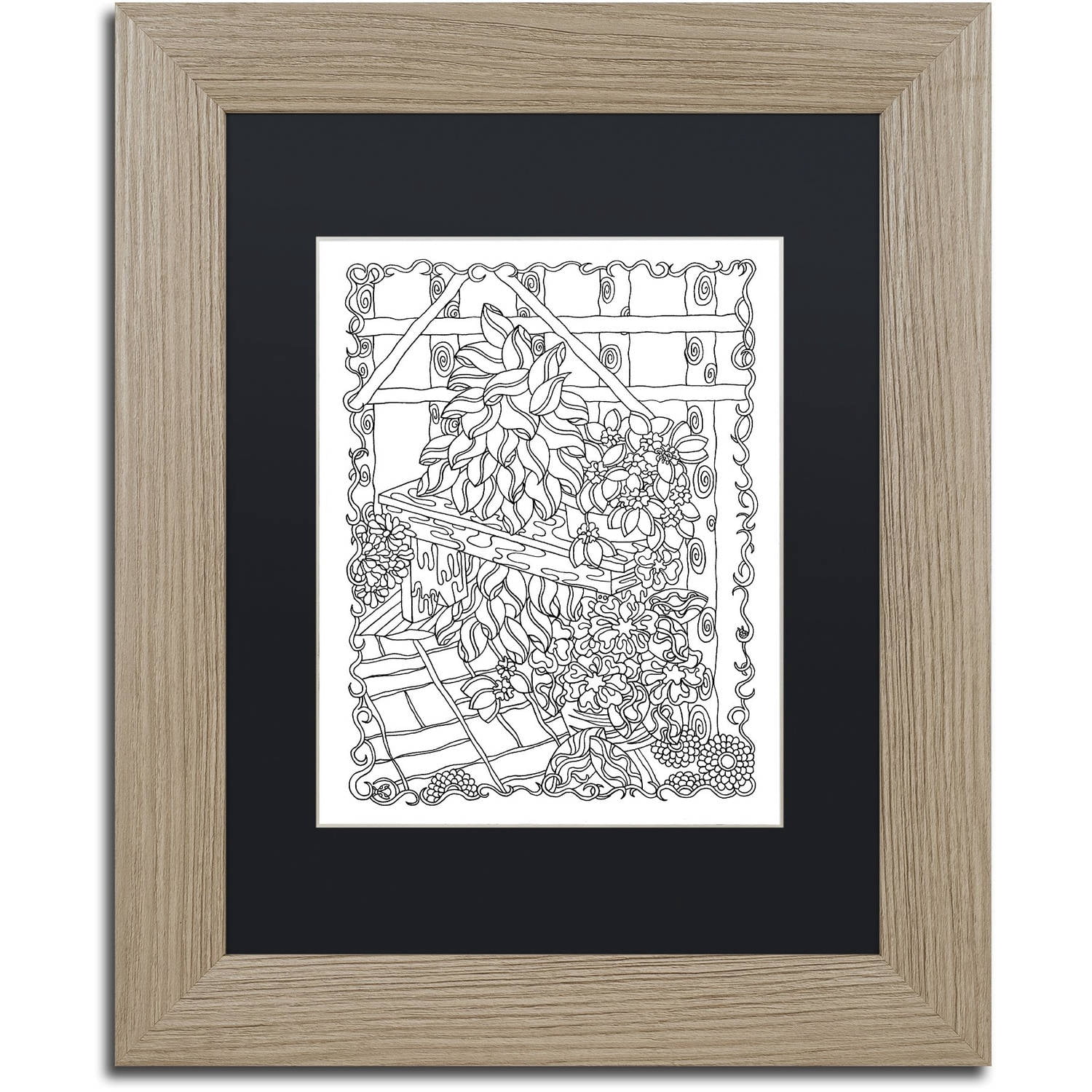 Trademark Fine Art "Garden Bench" Canvas Art by Kathy G. Ahrens, Black Matte, Birch Frame