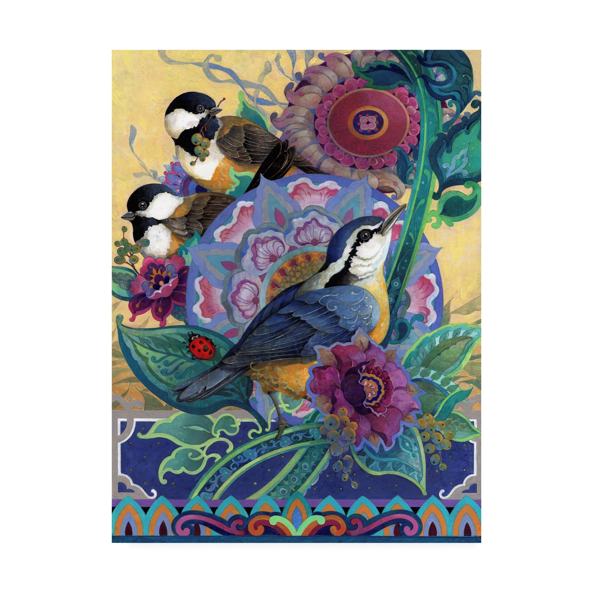 Trademark Fine Art 'Garden Bird Trio' Canvas Art by David Galchutt
