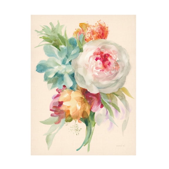 Trademark Fine Art 'Garden Bouquet I on Peach Linen' Canvas Art by Danhui Nai