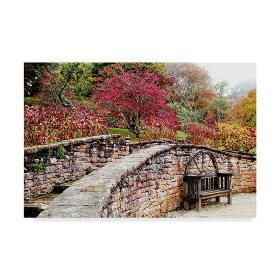 Trademark Fine Art 'Garden Bridge Stone' Canvas Art by Incredi