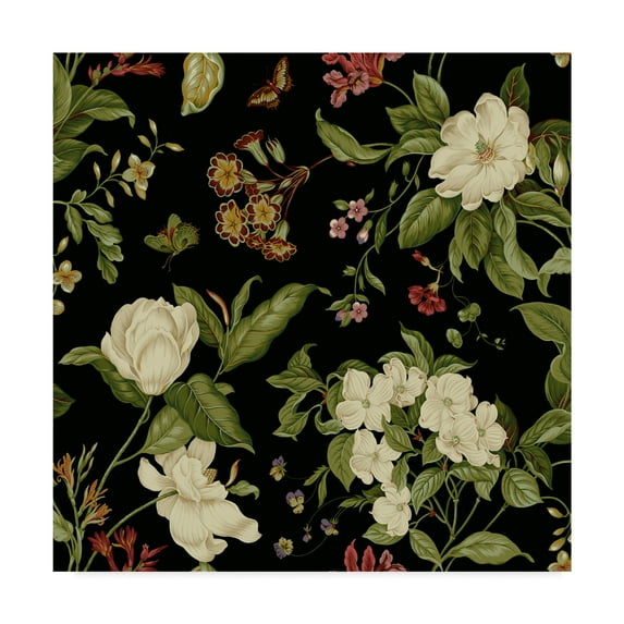Trademark Fine Art 'Garden Floral on Black I' Canvas Art by Unknown