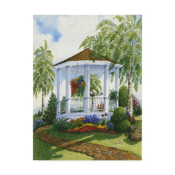 Trademark Fine Art 'Garden Gazebo' Canvas Art by Mary Irwin