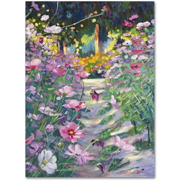 Trademark Fine Art "Garden Path of Cosmos" Canvas Art by David Lloyd Glover