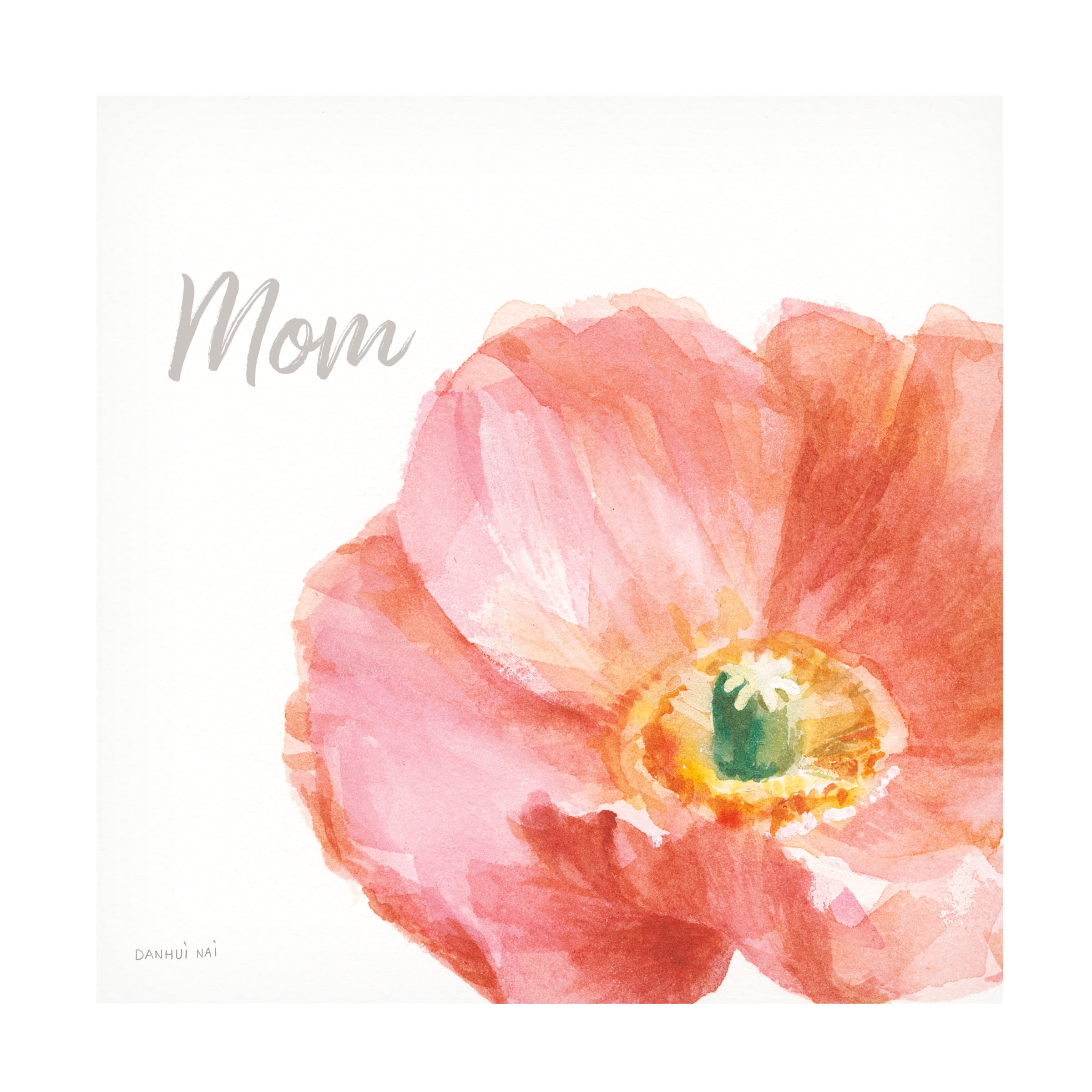 Trademark Fine Art 'Garden Poppy Flipped on White Crop II Mom' Canvas Art by Danhui Nai