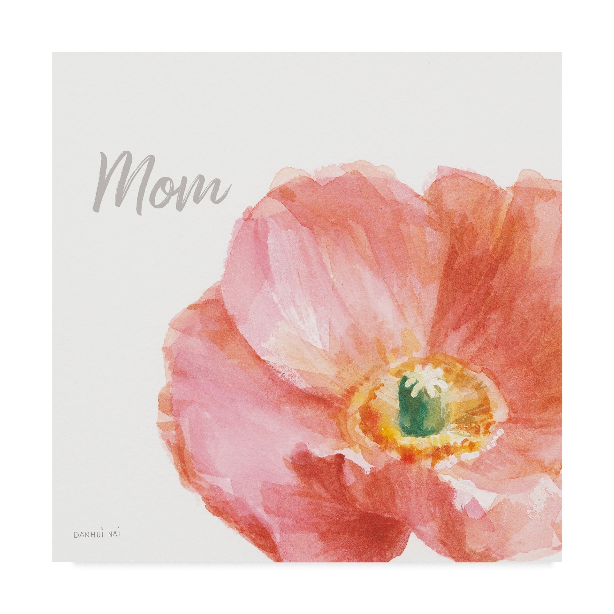 Trademark Fine Art 'Garden Poppy Flipped on White Crop II Mom' Canvas Art by Danhui Nai
