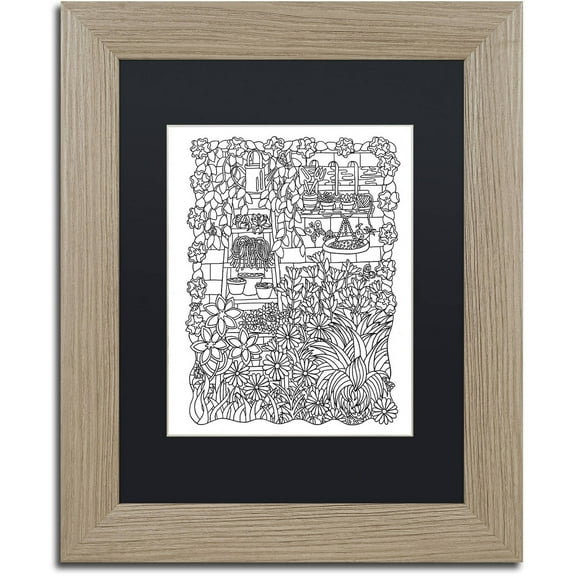 Trademark Fine Art "Garden With Ladder" Canvas Art by Kathy G. Ahrens, Black Matte, Birch Frame