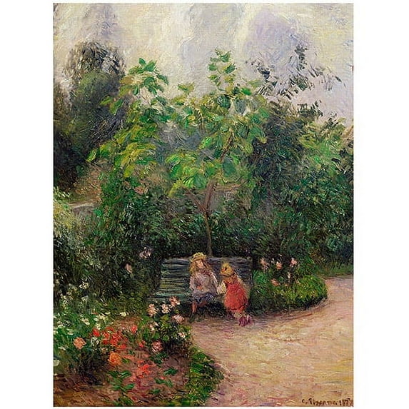 Trademark Fine Art "Garden at the Hermitage, Pontoise, 1877" Canvas Art by Camille Pissarro