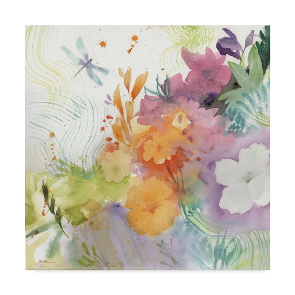 Trademark Fine Art 'Garden of the Dragonfly' Canvas Art by Sheila Golden