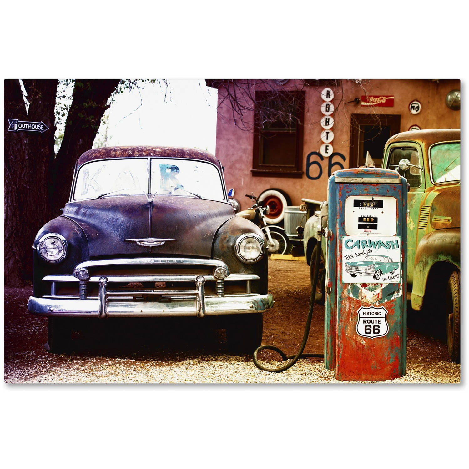Vintage Route 66 Gas Station Canvas Art in Multicolor