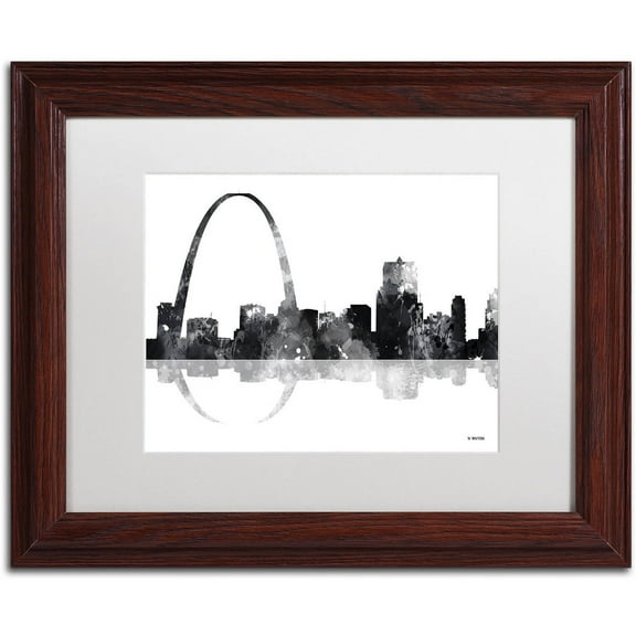 Trademark Fine Art "Gateway Arch St Louis Skyline BG-1" Canvas Art by Marlene Watson, White Matte, Wood Frame