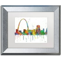Trademark Fine Art "Gateway Arch St Louis Skyline" Canvas Art by Marlene Watson, White Matte, Silver Frame