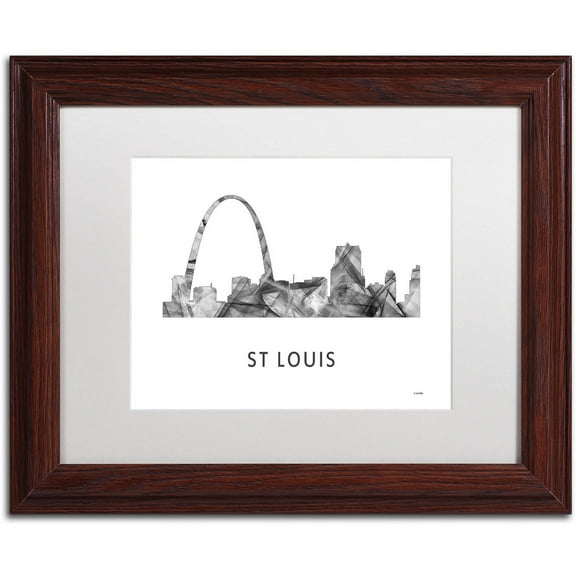 Trademark Fine Art 'Gateway Arch St Louis WB-BW' Canvas Art by Marlene Watson, White Matte, Wood Frame