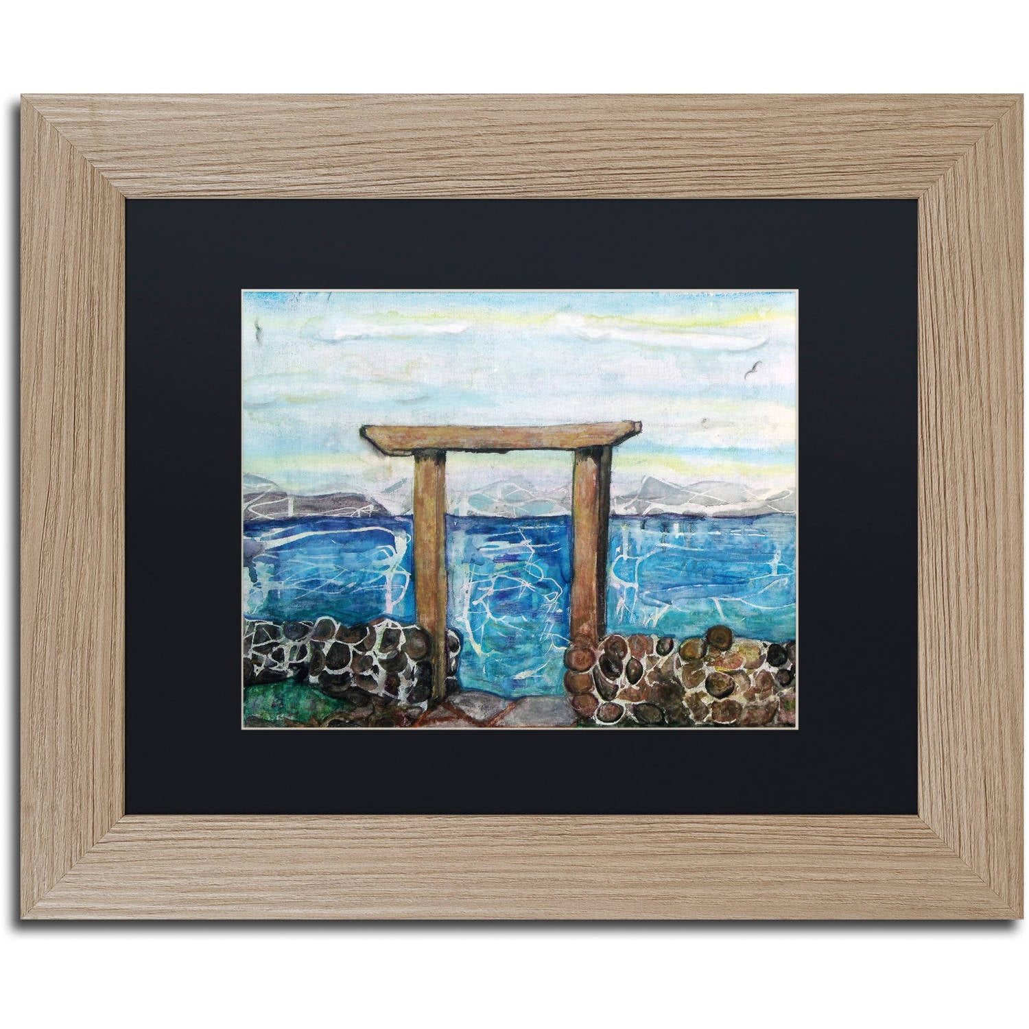 Trademark Fine Art "Gateway to Michigan" Canvas Art by Lauren Moss Black Matte, Birch Frame