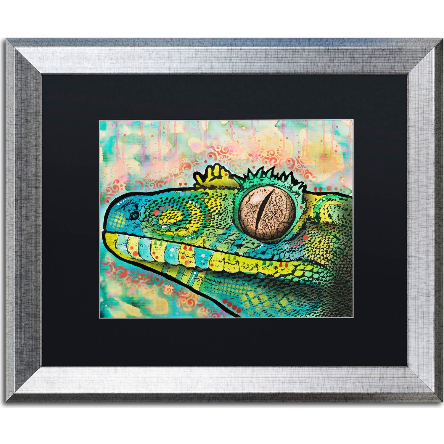 Trademark Fine Art "Gecko" Canvas Art by Dean Russo, Black Matte, Silver Frame