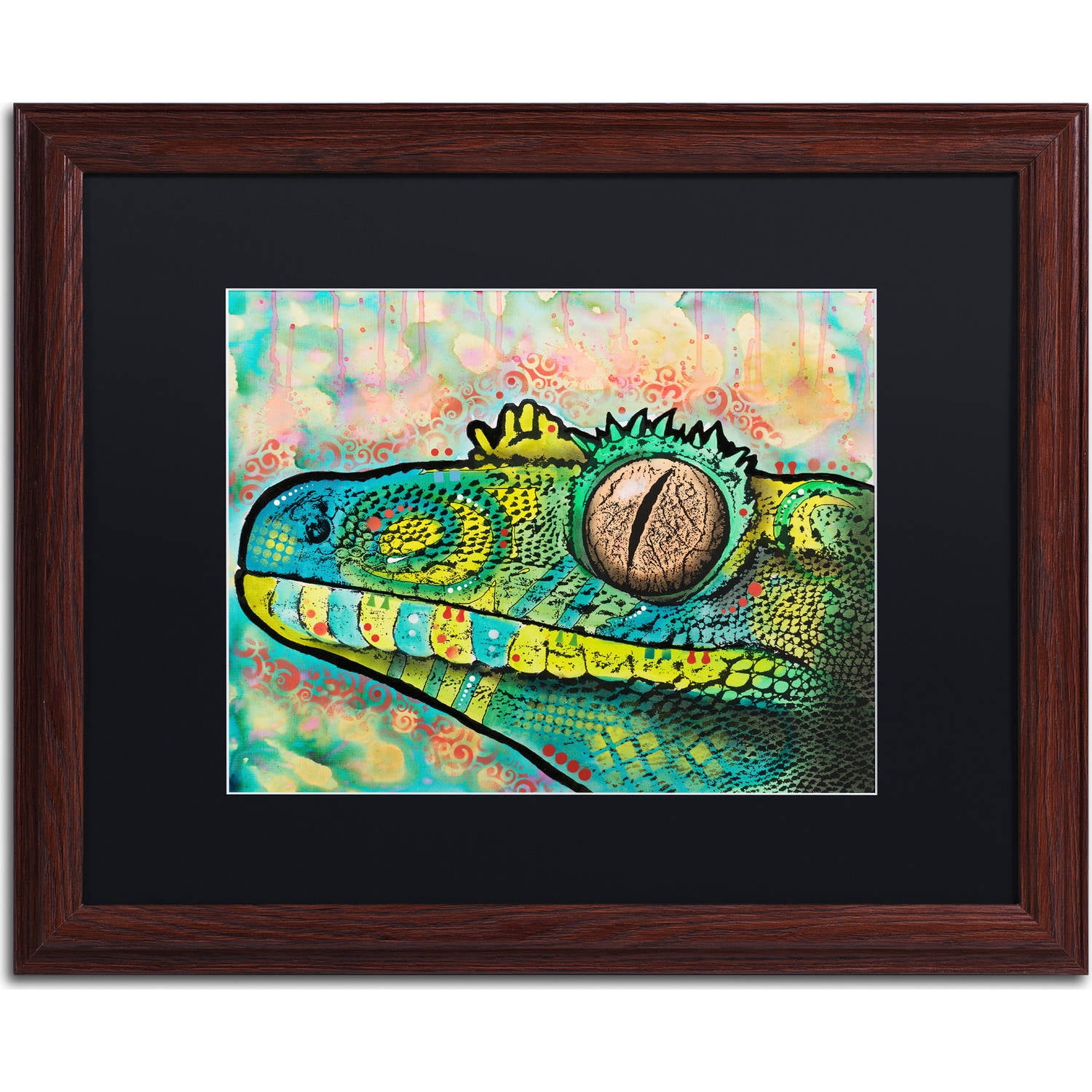 Trademark Fine Art "Gecko" Canvas Art by Dean Russo, Black Matte, Wood Frame