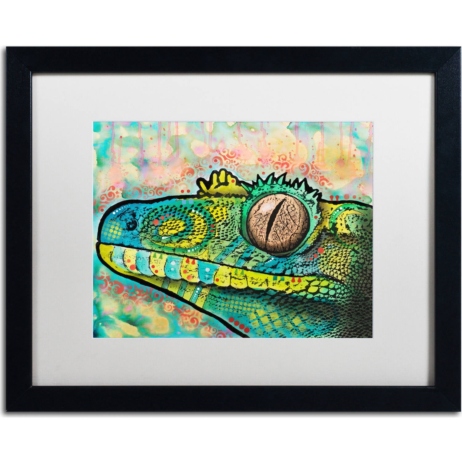 Trademark Fine Art "Gecko" Canvas Art by Dean Russo, White Matte, Black Frame