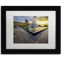 Trademark Fine Art "Geometry of the Louvre Museum" Canvas Art by Mathieu Rivrin, White Matte, Black Frame