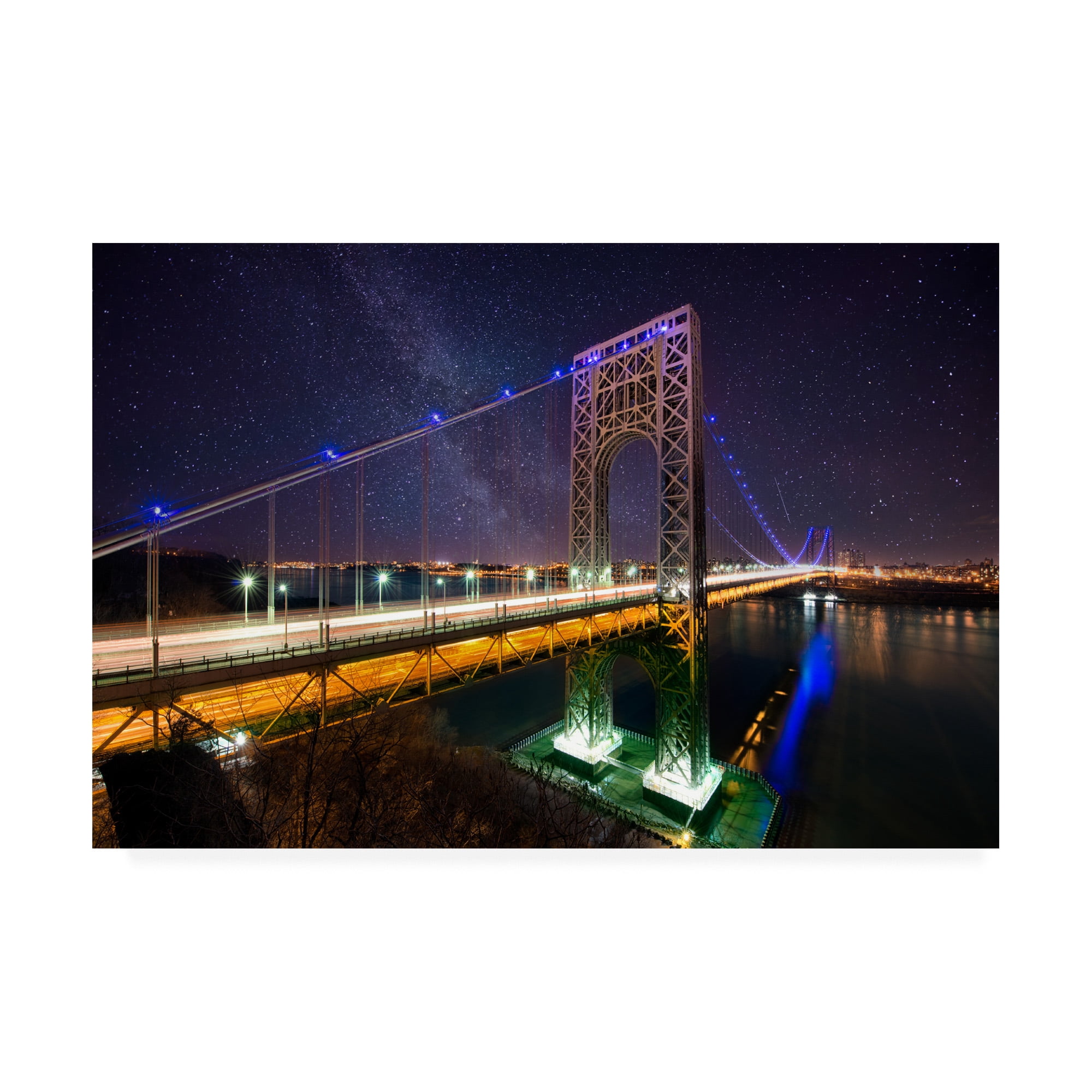 Trademark Fine Art 'George Washington Bridge Starry Night' Canvas Art by David Ayash