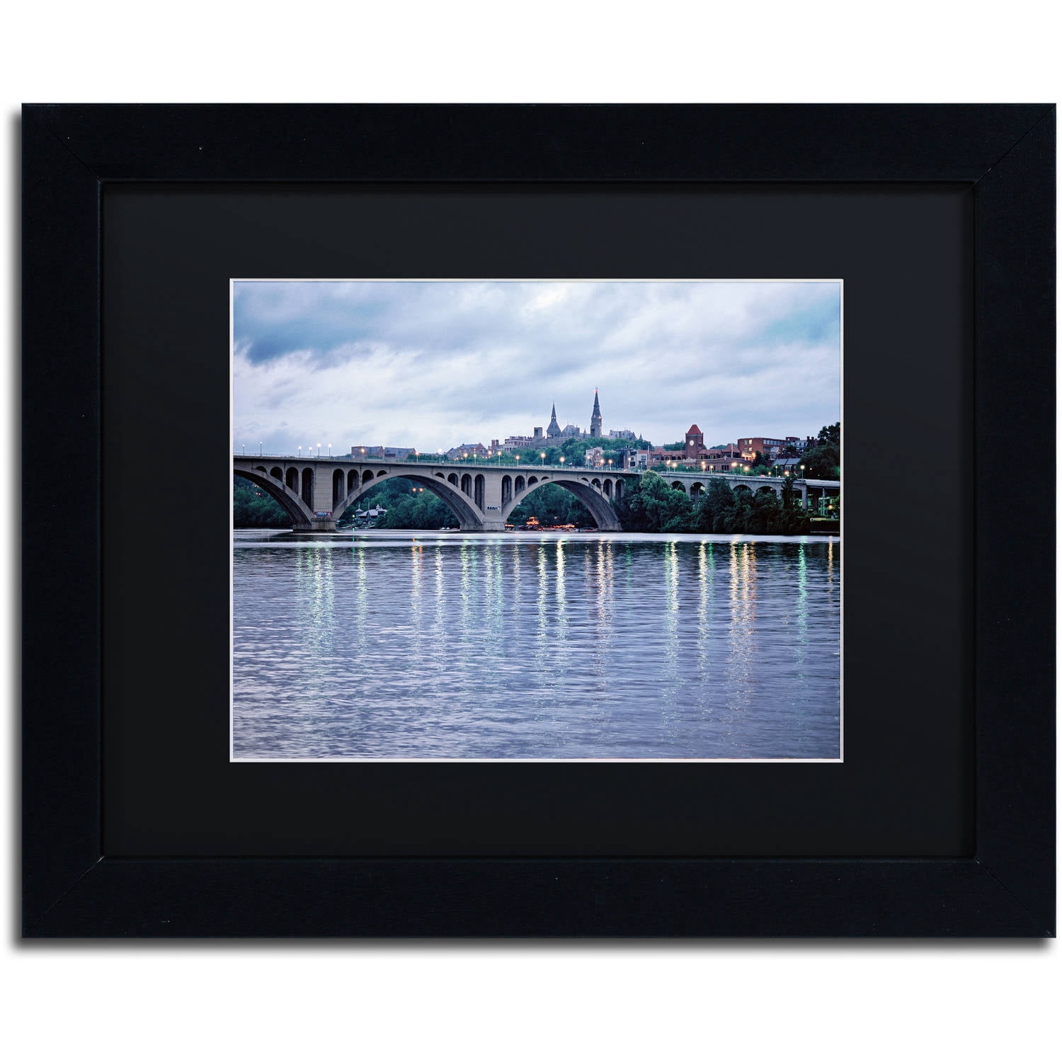 Trademark Fine Art "Georgetown-Key Bridge" Canvas Art by Gregory O'Hanlon, Black Matte, Black Frame