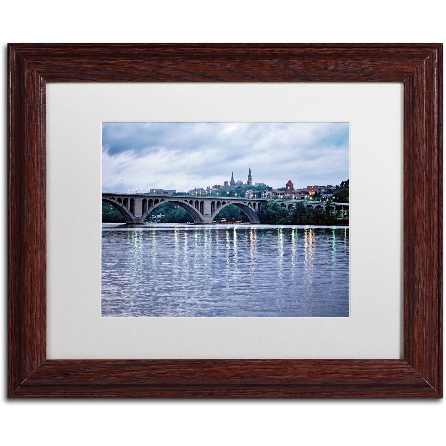 Trademark Fine Art "Georgetown-Key Bridge" Canvas Art by Gregory O'Hanlon, White Matte, Wood Frame
