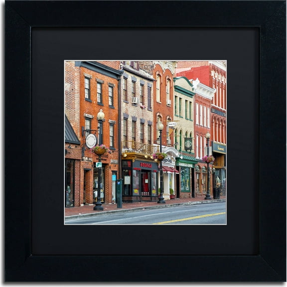 Trademark Fine Art "Georgetown Shops DC 2" Canvas Art by CATeyes, Black Matte, Black Frame