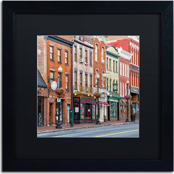 Trademark Fine Art "Georgetown Shops DC 2" Canvas Art by CATeyes, Black Matte, Black Frame