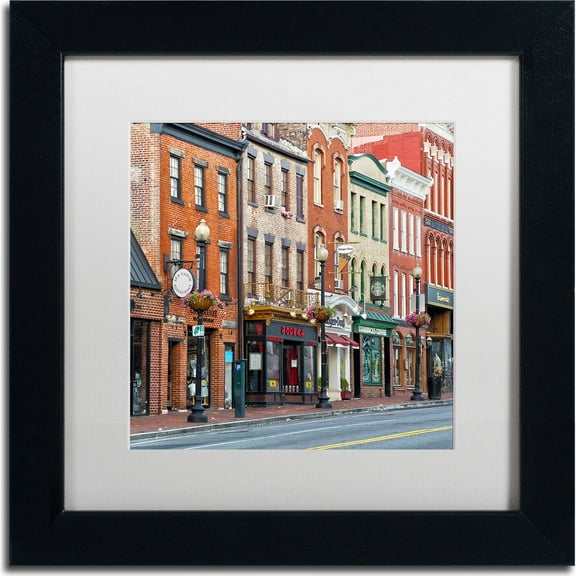 Trademark Fine Art "Georgetown Shops DC 2" Canvas Art by CATeyes, White Matte, Black Frame