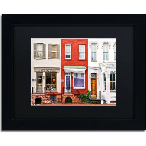 Trademark Fine Art "Georgetown Shops DC" Canvas Art by CATeyes, Black Matte, Black Frame