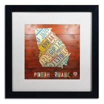 Trademark Fine Art 'Georgia Map' Canvas Art by Design Turnpike, White Matte, Black Frame