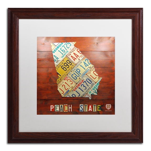 Trademark Fine Art 'Georgia Map' Canvas Art by Design Turnpike, White Matte, Wood Frame