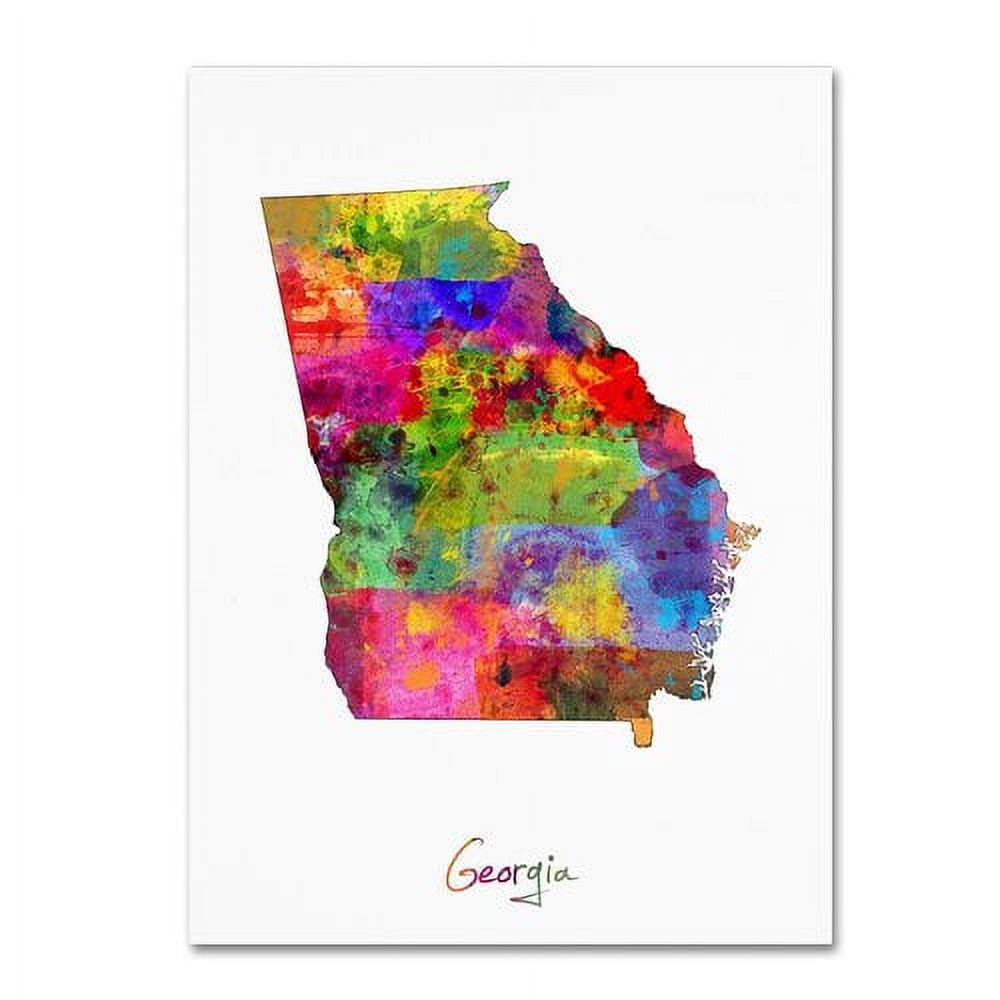 Trademark Fine Art "Georgia Map" Canvas Art by Michael Tompsett