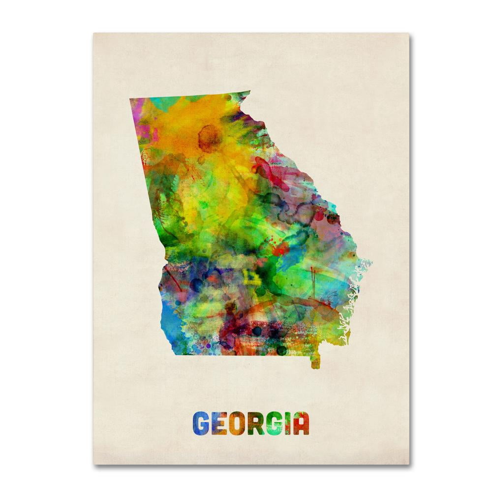 Trademark Fine Art "Georgia Map" Canvas Wall Art by Michael Tompsett