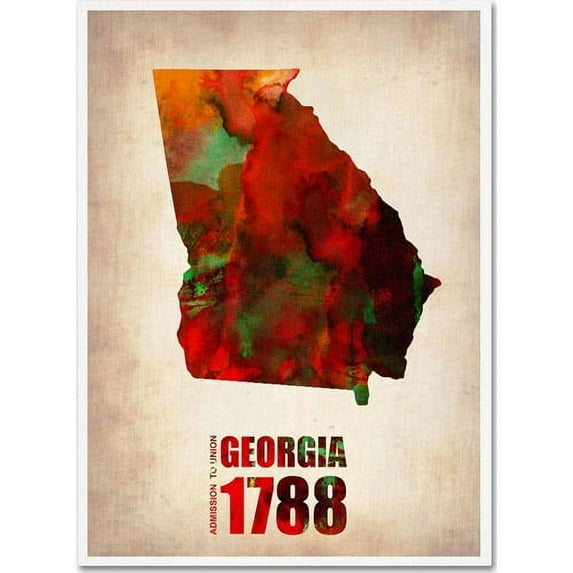 Trademark Fine Art "Georgia Watercolor Map" Canvas Art by Naxart