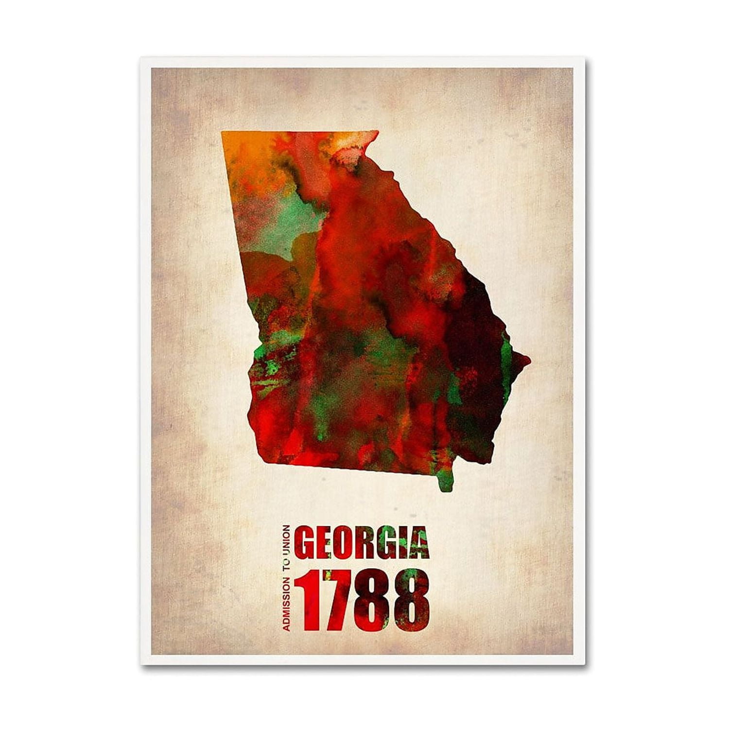 Trademark Fine Art "Georgia Watercolor Map" Canvas Art by Naxart
