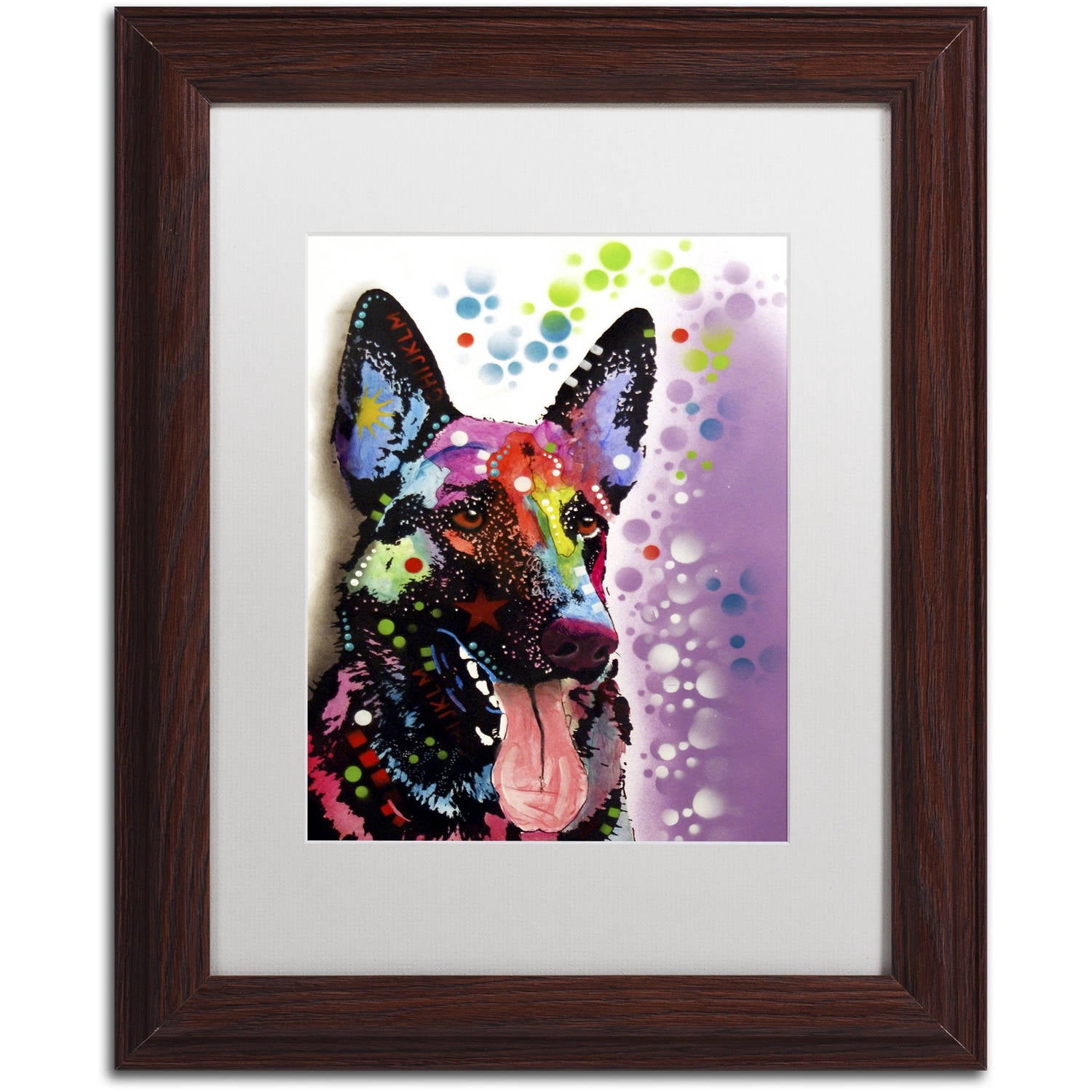 Trademark Fine Art "German Shepherd II" Canvas Art by Dean Russo, White Matte, Wood Frame