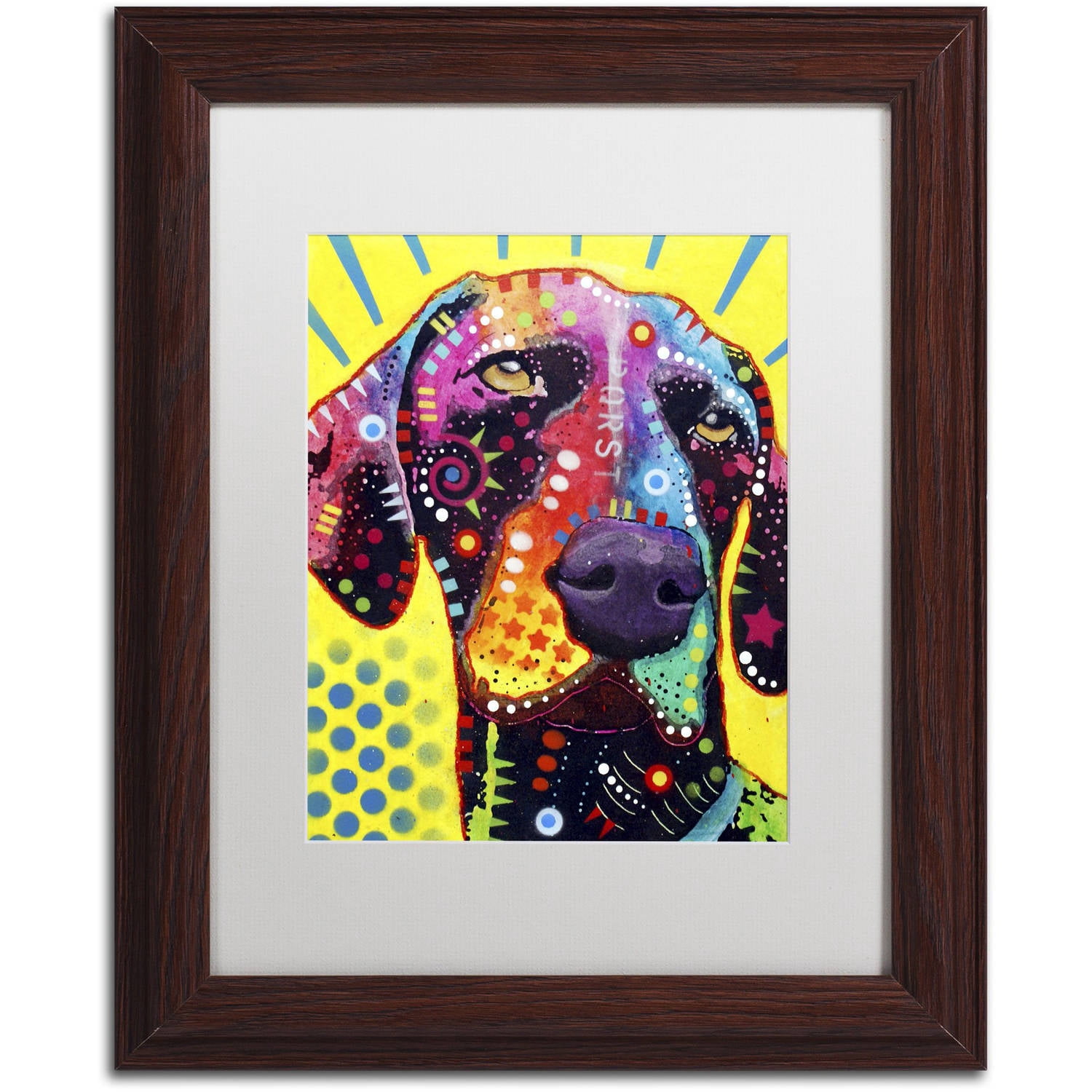 Trademark Fine Art "German Short Hair Pointer" Canvas Art by Dean Russo, White Matte, Wood Frame