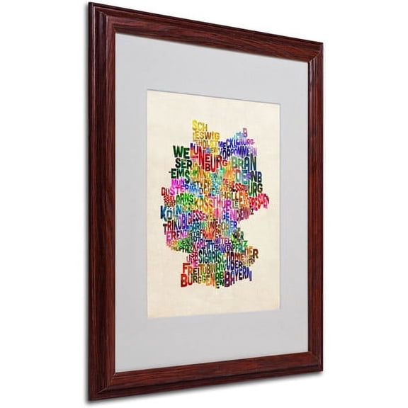 Trademark Fine Art "Germany Region Text Map 2" Matted Framed by Michael Tompsett