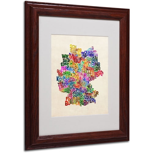 Trademark Fine Art "Germany Region Text Map 2" Matted Framed by Michael Tompsett