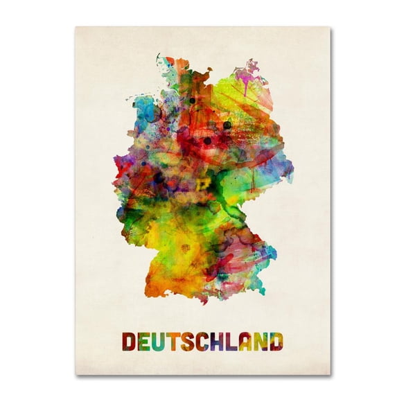 Trademark Fine Art Michael Tompsett Germany Watercolor Map Canvas Wall Art - 14x19