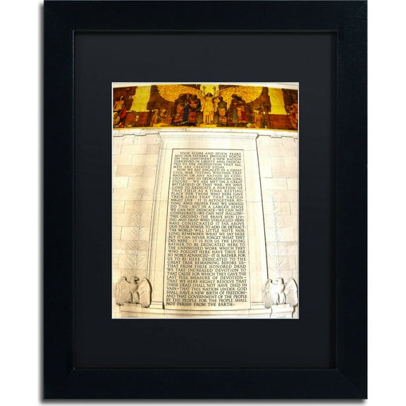 Trademark Fine Art "Gettysburg Address Lincoln Memorial" Canvas Art by CATeyes, Black Matte, Black Frame