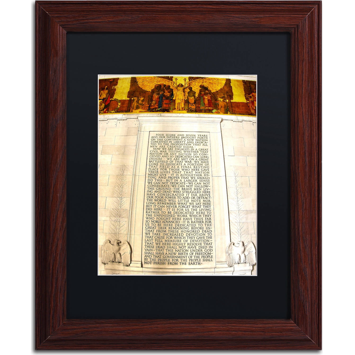 Trademark Fine Art "Gettysburg Address Lincoln Memorial" Canvas Art by CATeyes, Black Matte, Wood Frame