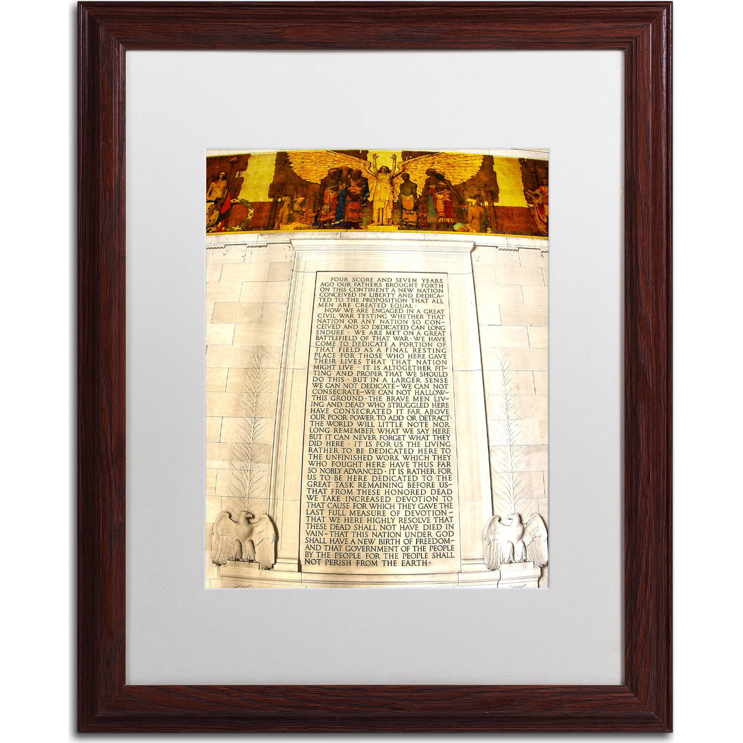 Trademark Fine Art "Gettysburg Address Lincoln Memorial" Canvas Art by CATeyes, White Matte, Wood Frame
